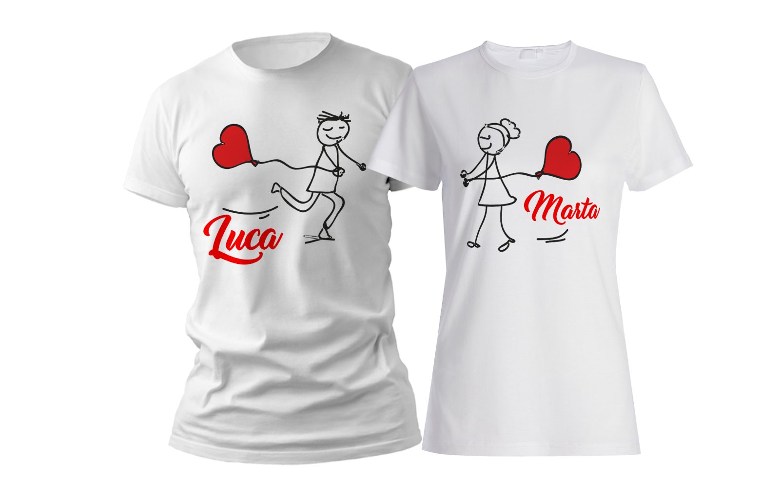 Coppia Tshirt Personalizzate - Amore - Palloncino - Cuore- Lui e